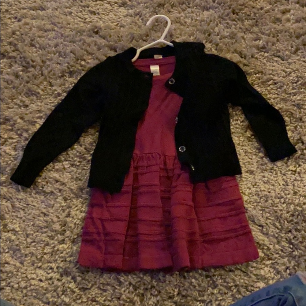 Little girls dress with black cardigan